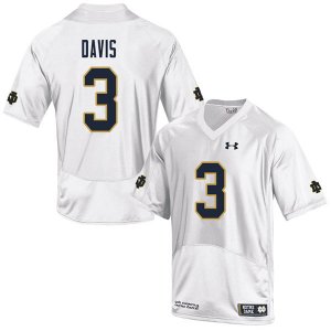 Notre Dame Fighting Irish Men's Avery Davis #3 White Under Armour Authentic Stitched College NCAA Football Jersey LPG7599WA